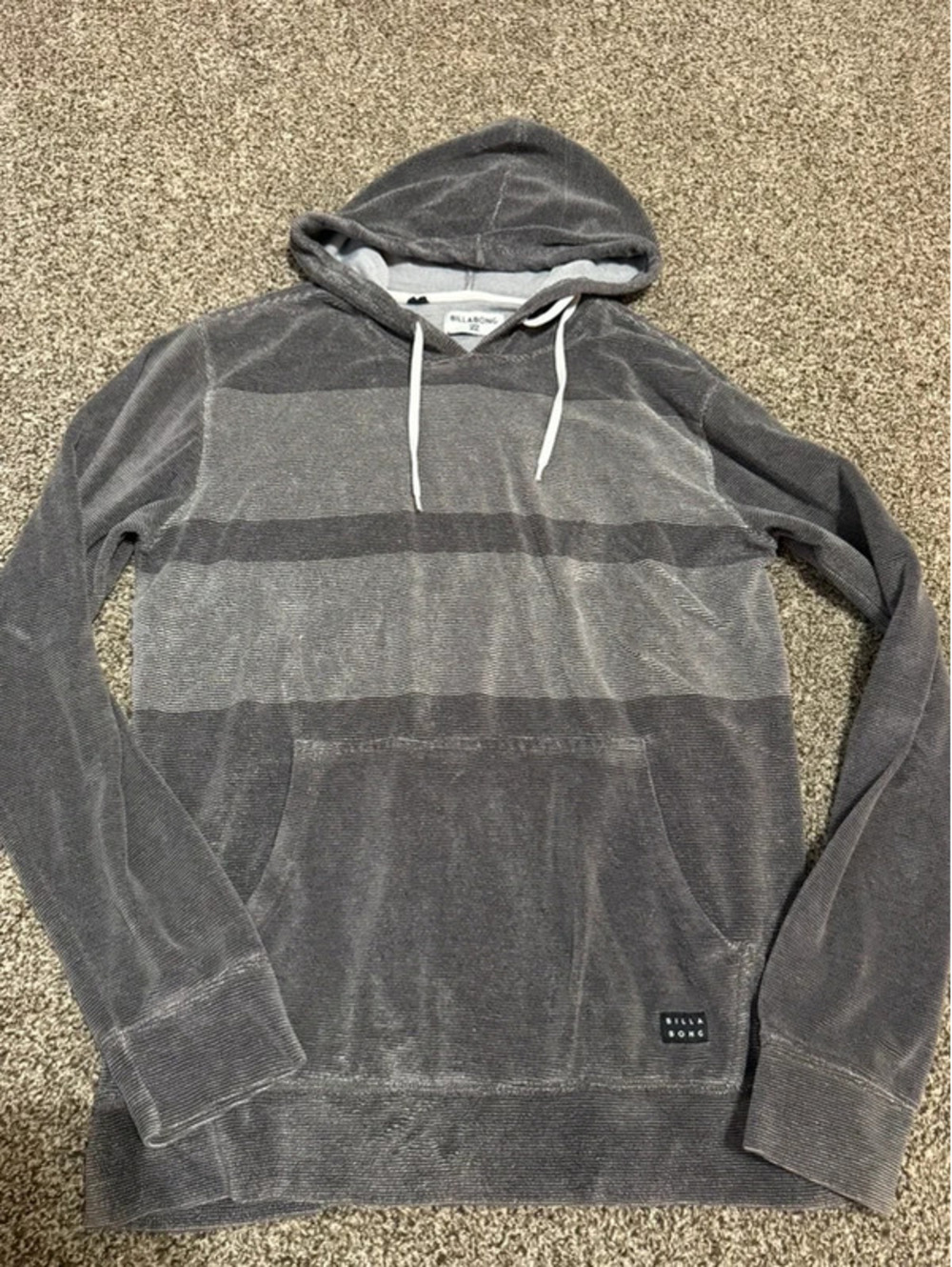 Billabong men’s gray striped pullover hoodie